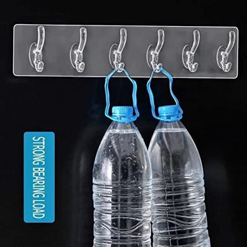 6 Row Multifunctional Transparent Sticky Hook Set Adhesive Sticker Hanger 😍  SET OF 3 HOOKS  😍