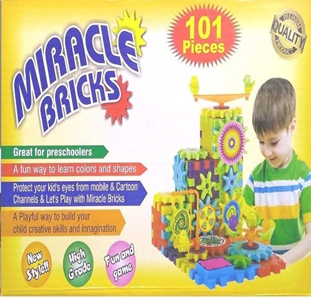 101 Pcs Miracle Bricks | Motorized Spinning Gear Building Block Toy Sets