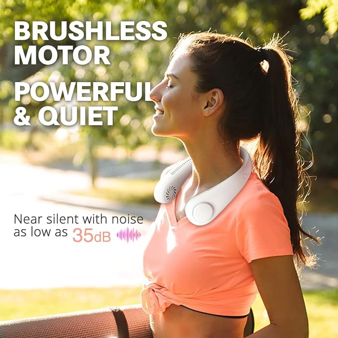 Portable Hands Free Wearable Neck Fan | Battery Operated, USB Rechargeable with 3 Speeds