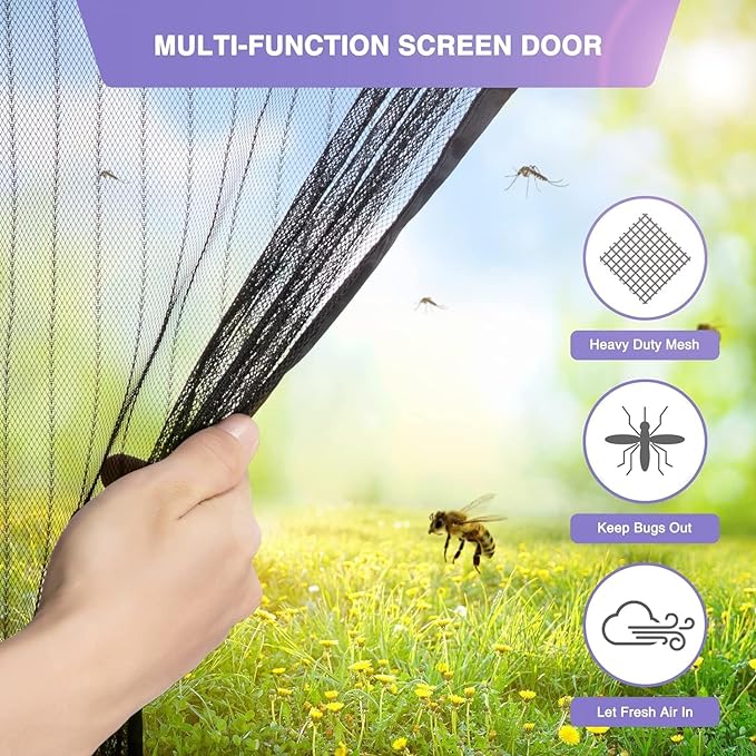 Mesh Magnetic Mosquito Screen Door Net Curtain With Magnets Reinforced Polyester Mesh Curtain Back Door Mesh