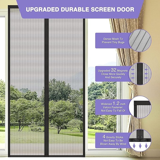 Mesh Magnetic Mosquito Screen Door Net Curtain With Magnets Reinforced Polyester Mesh Curtain Back Door Mesh