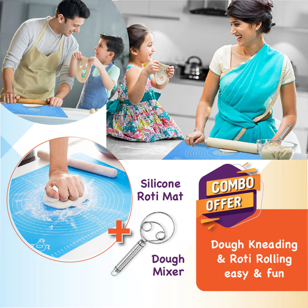 Perfect Roti Combo: Silicone Roti Mat & Stainless Steel Atta Dough Maker