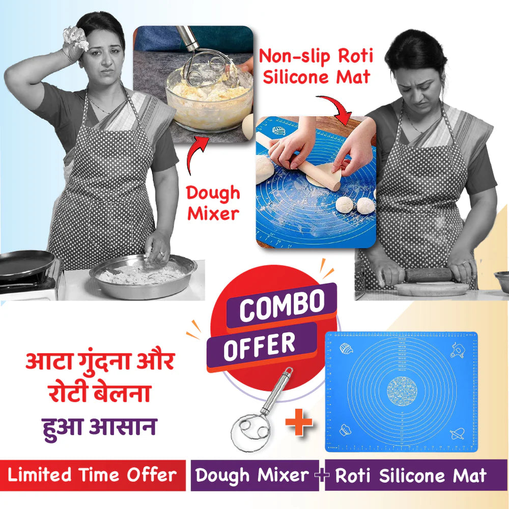 Perfect Roti Combo: Silicone Roti Mat & Stainless Steel Atta Dough Maker