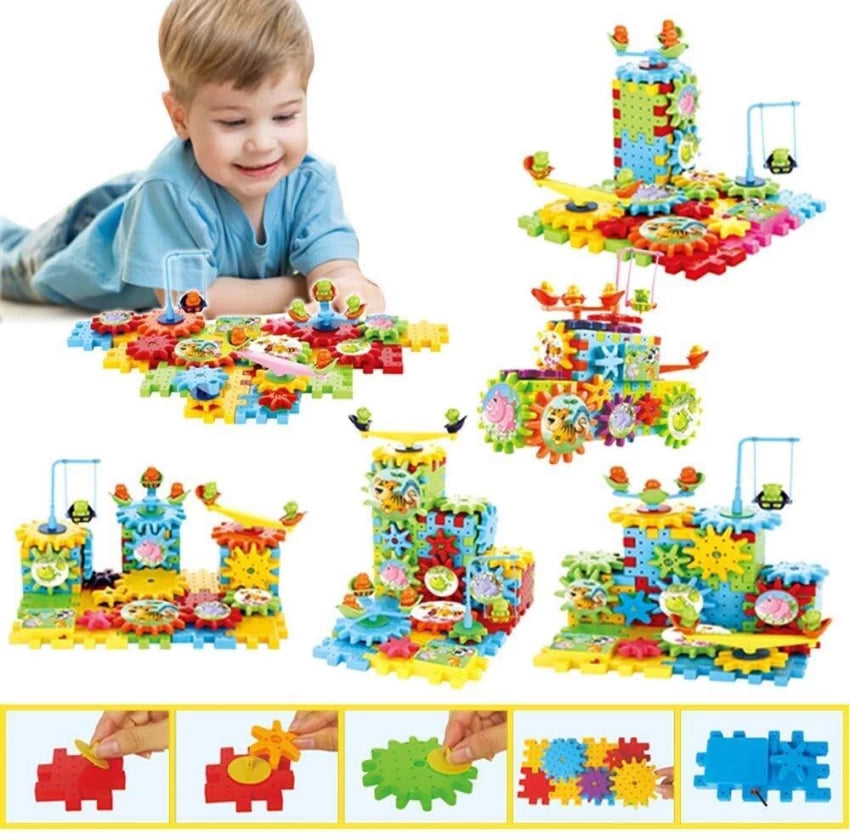 101 Pcs Miracle Bricks | Motorized Spinning Gear Building Block Toy Sets