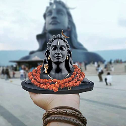 The Adiyogi statue with Rudraksha Mala | Adiyogi Statue for Car Accessories for Dash Board, Pooja & Gift,Decore Items for Home & Office, Made in India (Adiyogi)