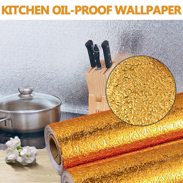 Set of 2 | Self Adhesive Kitchen Oil-proof, Waterproof Kitchen Aluminum Foil Sticker