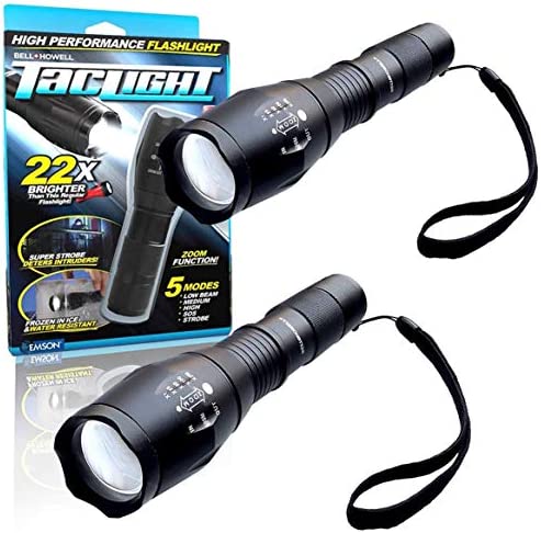 Taclight High-Powered Tactical Flashlight with 5 Modes & Zoom Function (60x Brighter)