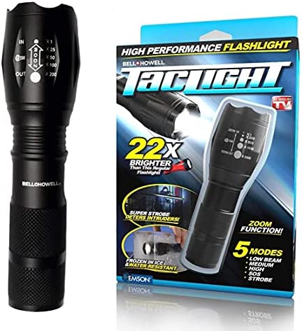 Taclight High-Powered Tactical Flashlight with 5 Modes & Zoom Function (60x Brighter)