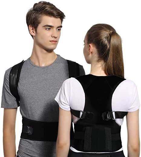 Adjustable Back Posture Corrector Belt | Support Back Belt Shoulder Band Medical Elastic Band for Support (MEDIUM, BLACK)