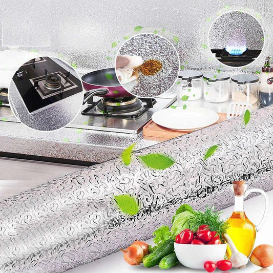 Set of 2 | Self Adhesive Kitchen Oil-proof, Waterproof Kitchen Aluminum Foil Sticker