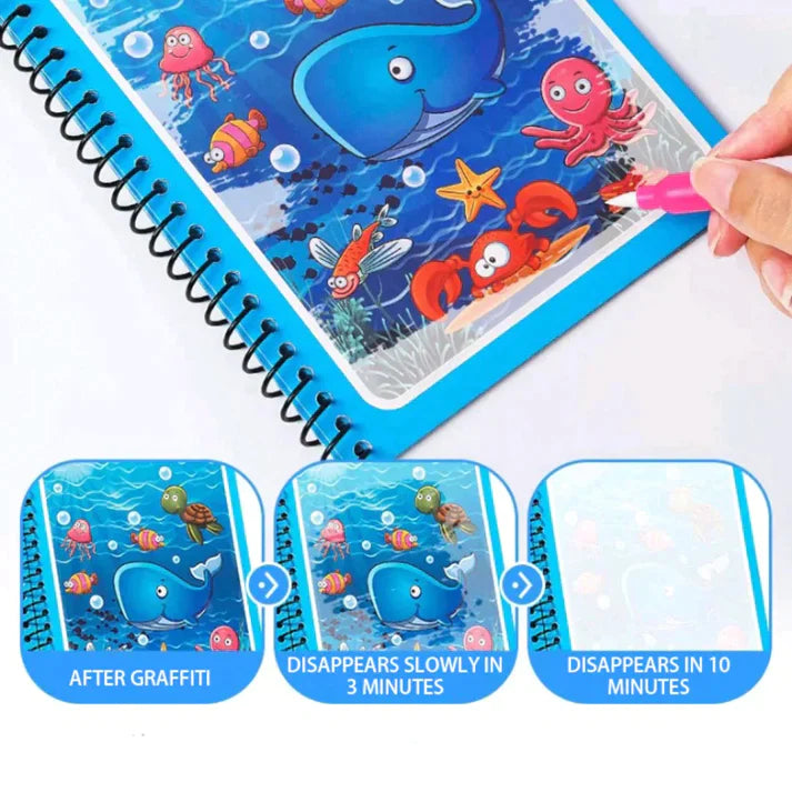 Magic Water Painting Book Reusable For Kids ( 4 BOOKS DIFFERENT DESIGN SET ) + ONE PENCIL PAUCH FREE